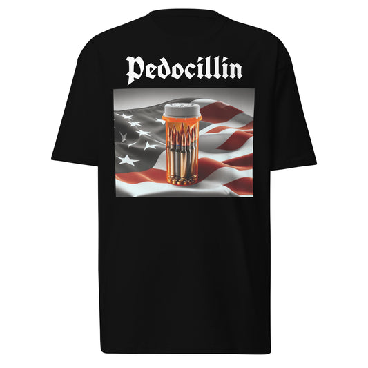 Pedocillin With American Flag Men’s premium heavyweight tee