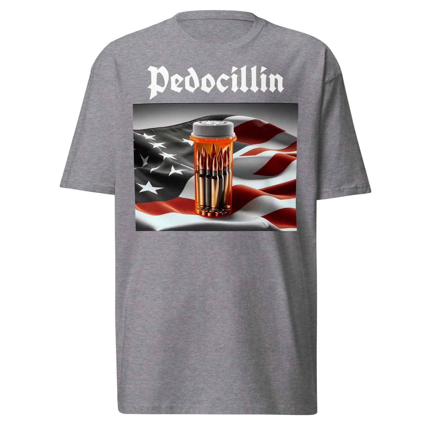 Pedocillin With American Flag Men’s premium heavyweight tee