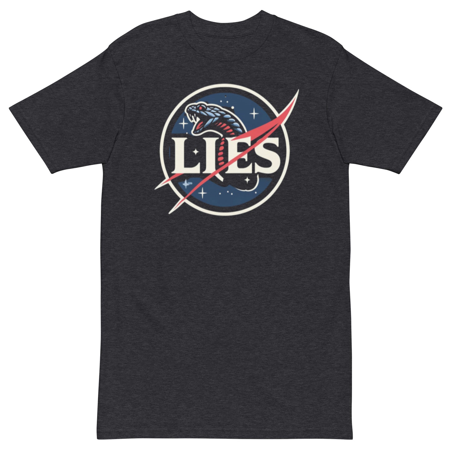 NASA Snake Logo LIES Men’s premium heavyweight tee