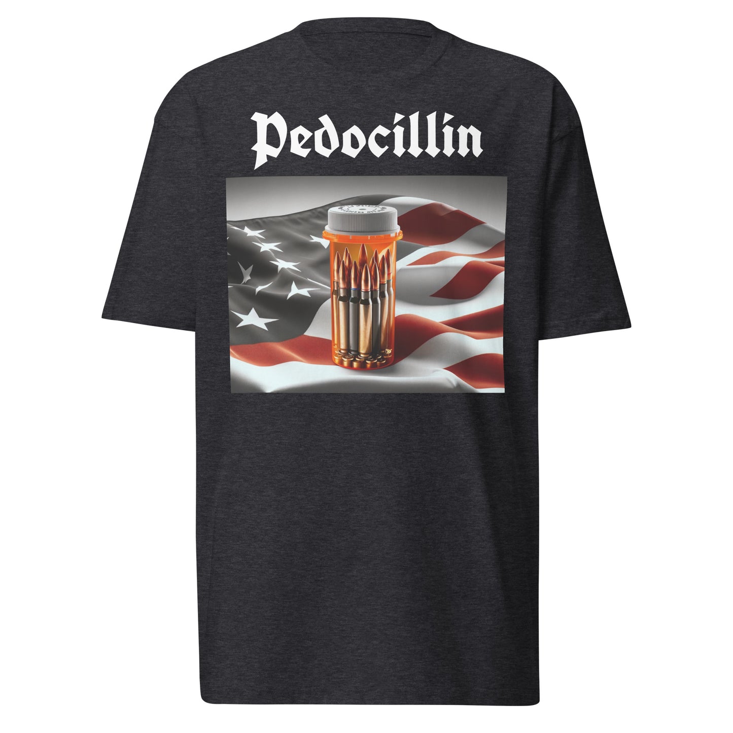 Pedocillin With American Flag Men’s premium heavyweight tee